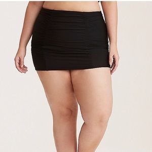 Torrid Rouched Black Swim Skirt